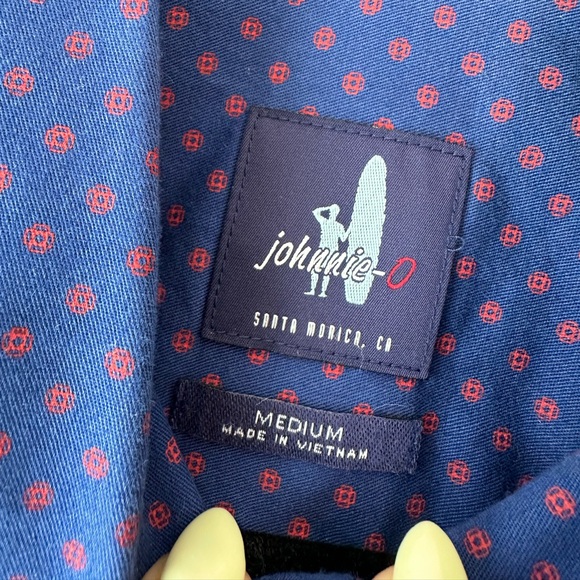 Johnnie-O Men’s Blue w/Red Geometric Pattern Cotton Long Sleeve Button Down - Picture 6 of 10